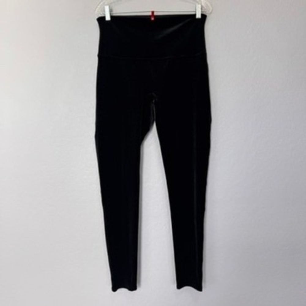 SPANX Velvet Velour Leggings Black High Waisted 1X Lounge Comfort Plus Size